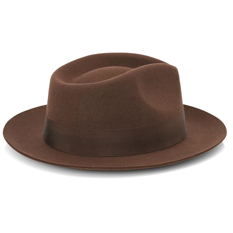 Big Head Men's Vintage Style 100% Wool Fedora Hat , Black Brown Grey Coffee Blue Color 6cm Brim Party Dress Classic Felt Hat
