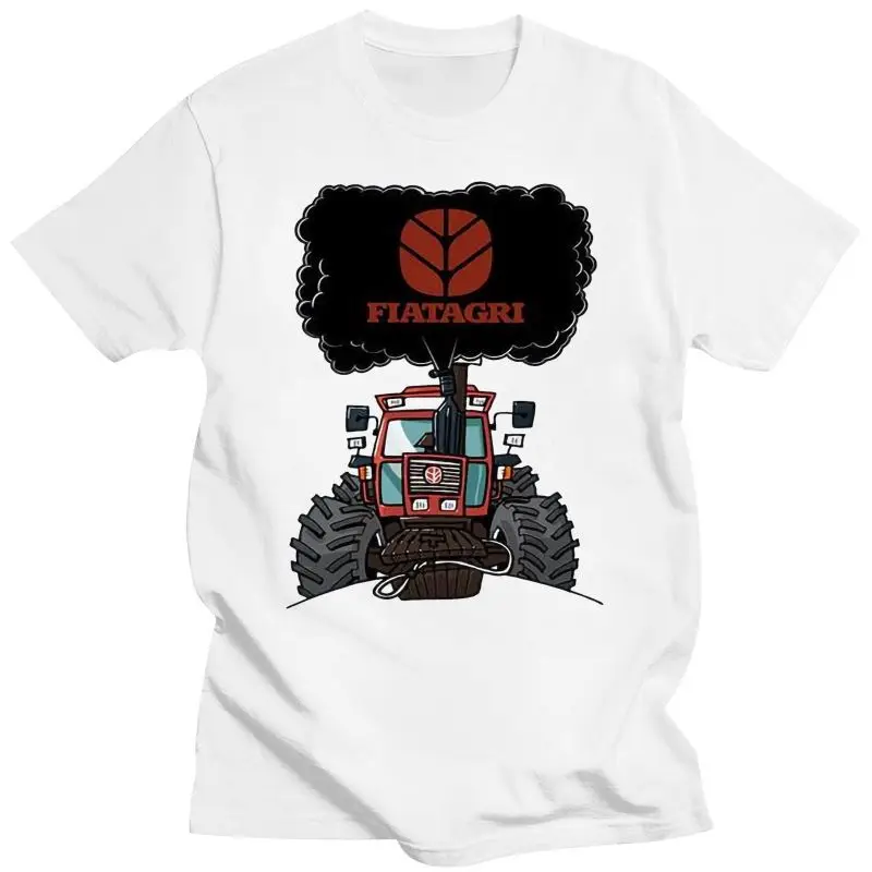 Camiseta deportiva 100% de algodón para hombre, ropa de talla grande, Fiatagri Tractor, blanca, divertida, a la moda