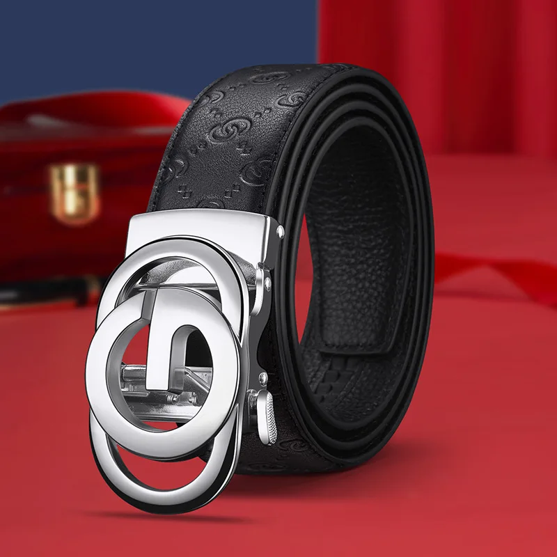 Fashion Business Men\'s Belt Genuine Luxury Brand Metal Buckle Belt High-Quality PU Leather Soft Belt With Cargo Pants Jeans