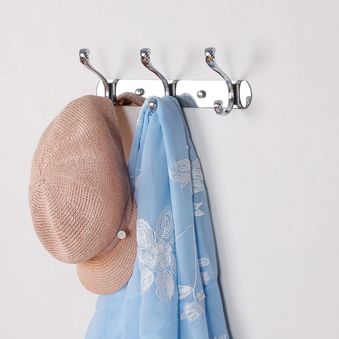 Multifunctionele Haken Dual Wall Hook Rack Rvs Base 10 Inch 3 Haken Coat Holder Silver Tone Koper Tone