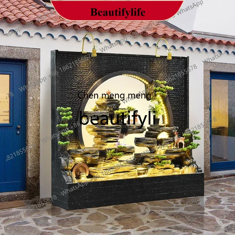 

D178 Garden layout, flowing water to generate wealth, circulating water, water curtain wall, fish pond, landscaping floor ornam