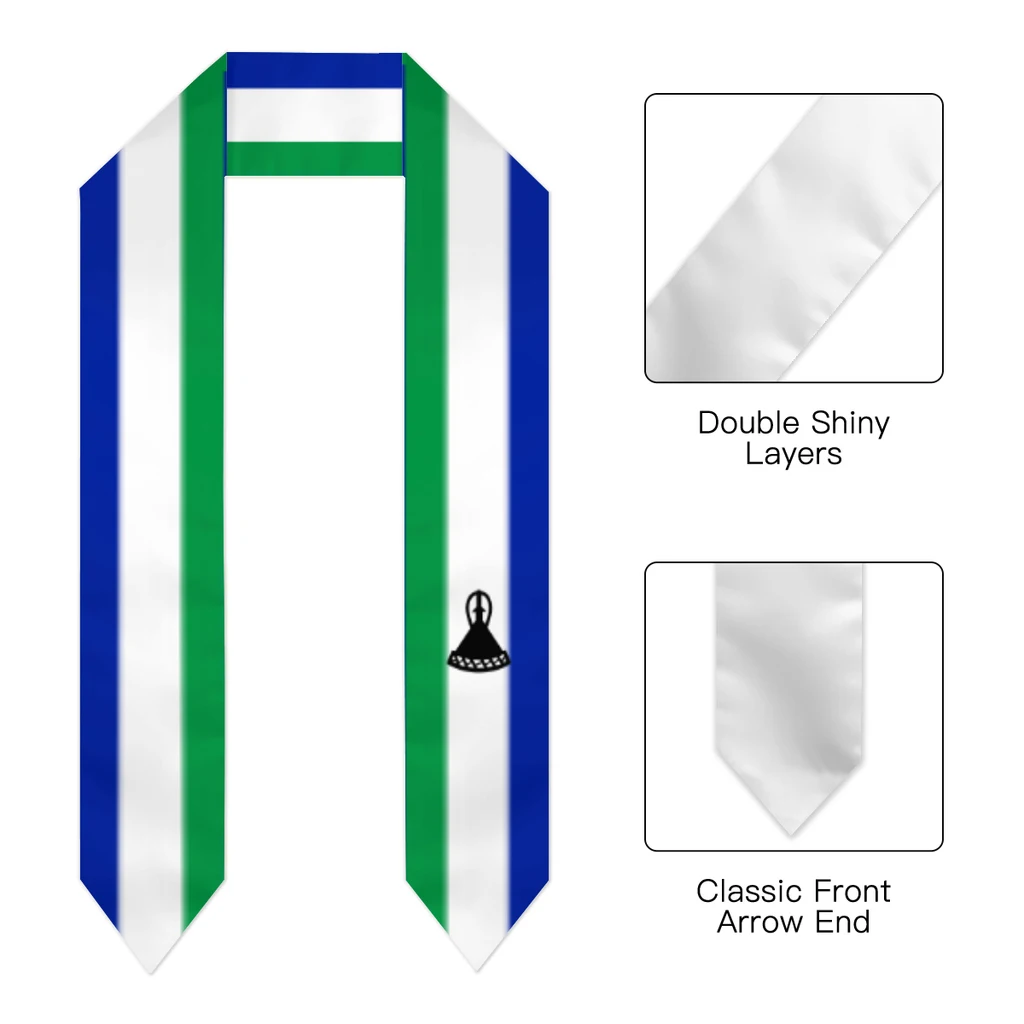 Custom Name Or Logo Lesotho Flag Scarf Graduation Stole Sash International Study Abroad Class of 2023 Shawl