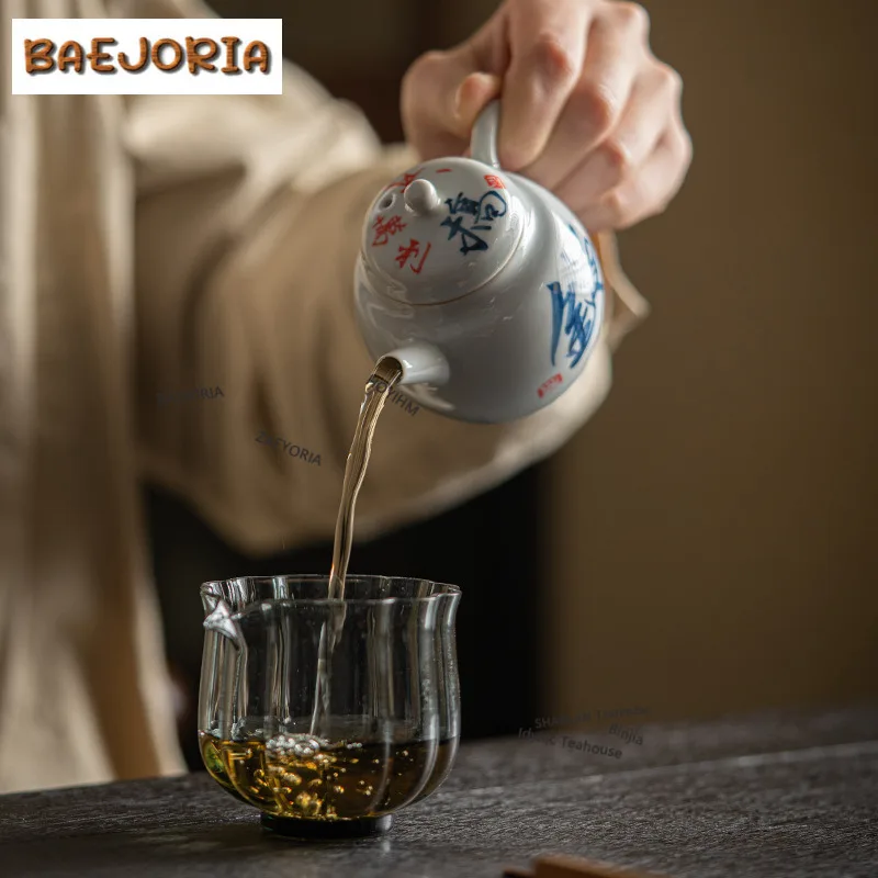 100ml Handcrafted Calligraphy Teapot Luxury Tea Infuser Pot Tea Making Kettle With Ball Hole Oolong Tea Cha Supplies Collection