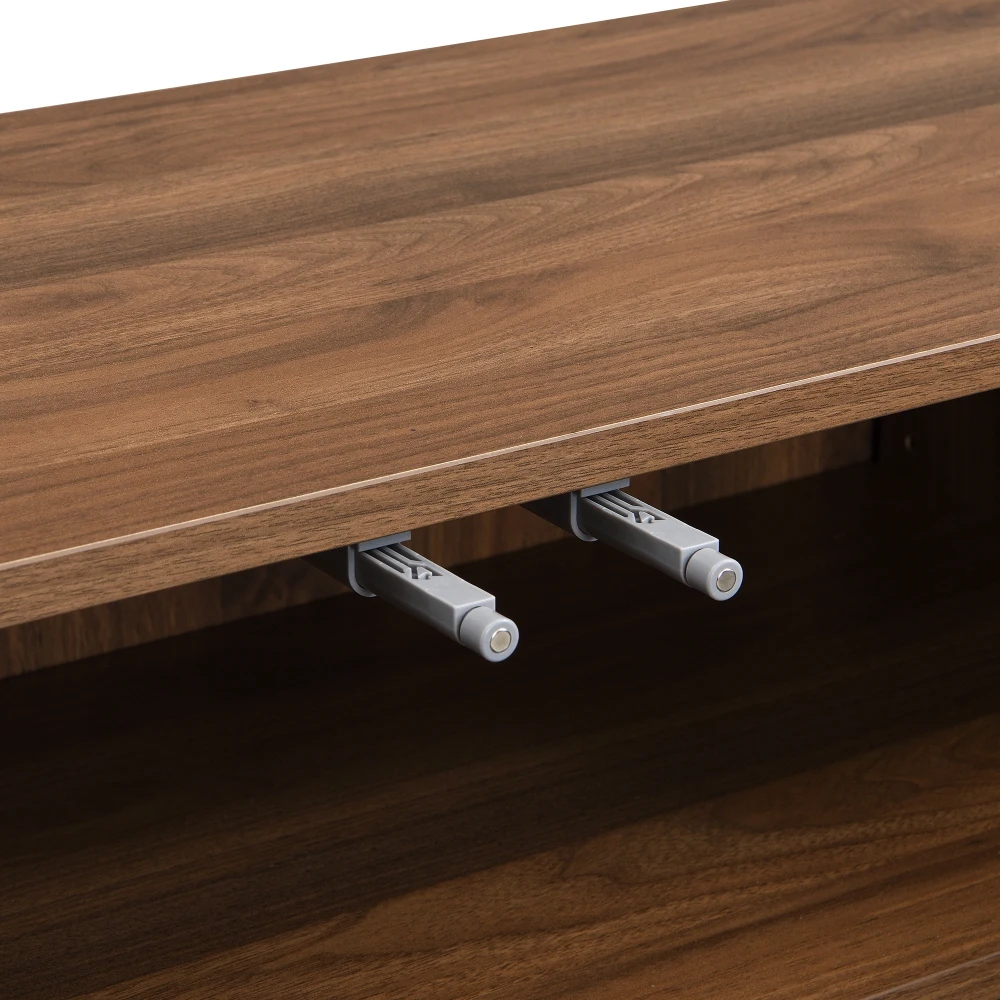 Modernes Sideboard aus Holz mit 120 x 35 x 80 cm großen, grifffreien, verstellbaren Regalen und Stauraum für Wohnzimmer, Flur und Esszimmer – Detail 18