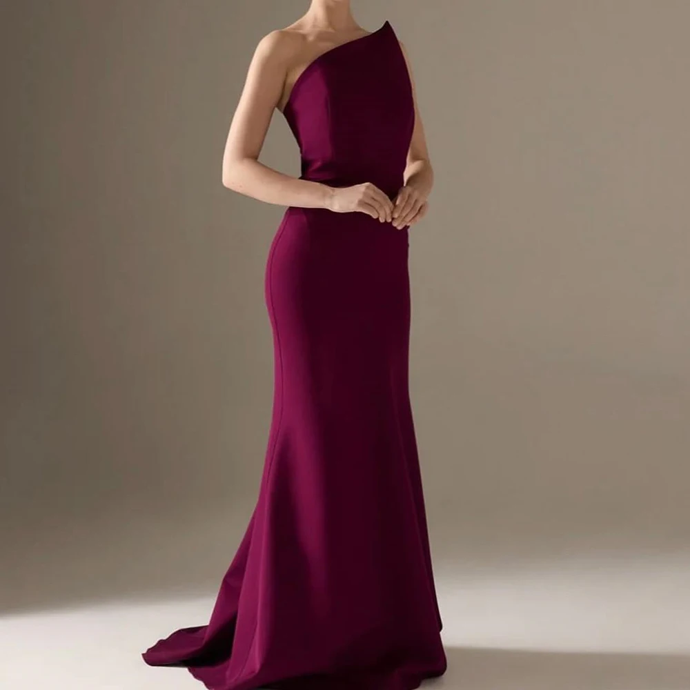 

Customized Temperament Straight Floor Length Strapless Jersey Sleeveless Evening Dress Classic Photo Color vestidos para mujer