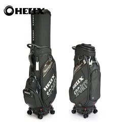 HELIX PU Leather Golf Bag with Wheels and Retractable Top Cover for Travel