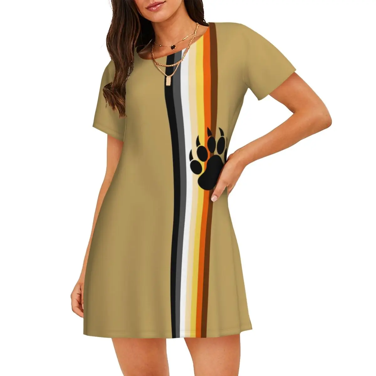 

Custom Gay Pride Bear Paw Flag GLBT Womens Short Sleeve Sleepshirt LGBT Lesbian Nightgown For Shopping Travels Sleepdress