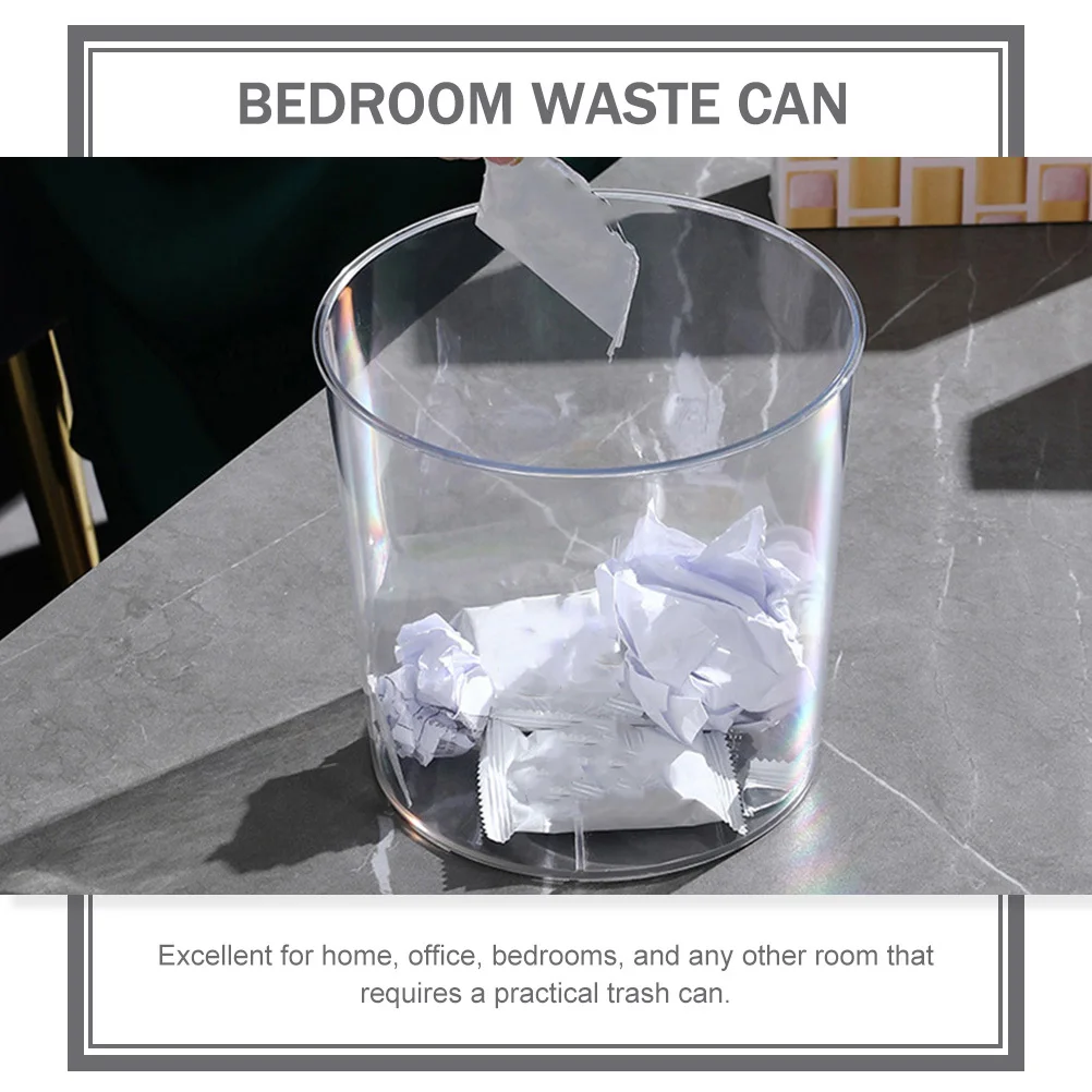 

2pcs Large Capacity Clear Trash Can Thickened Plastic Waste Bin For Kitchen Bathroom Office Bedroom Household Multi-Function