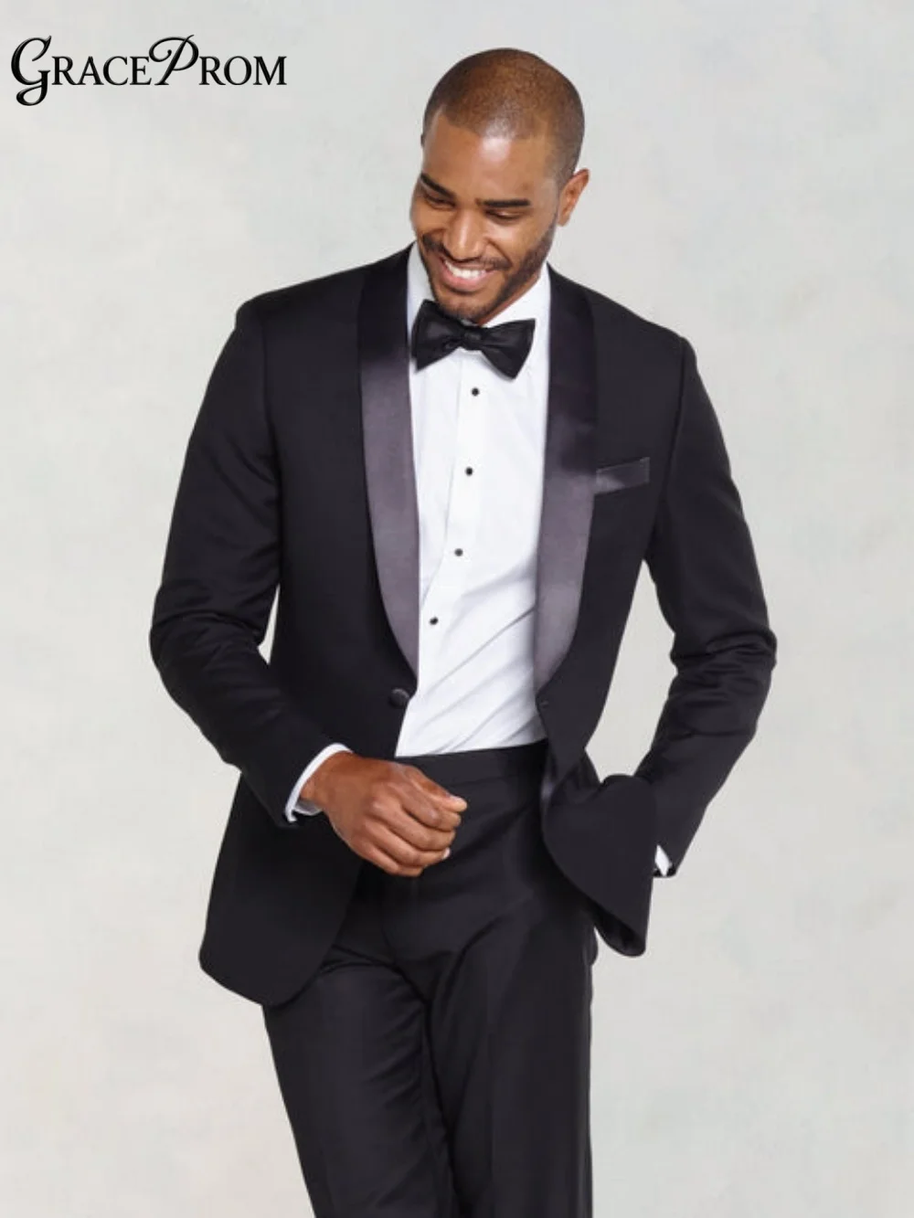 

Stylish Black Shawl Lapel Men's Tuxedo 2-Piece Suit Slim Fit Formal Wedding Groom Dinner Jacket Pants Set Versatile Customizable