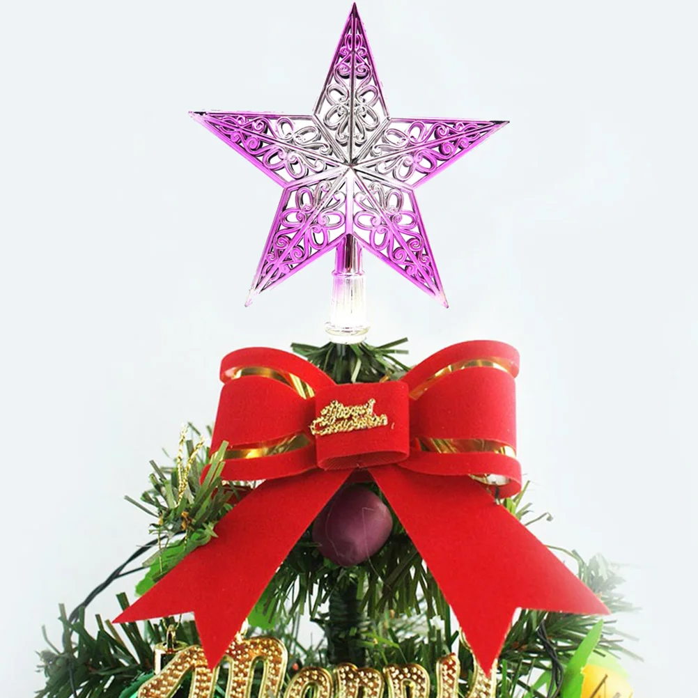 

3Pcs Christmas Star Topper 20cm Hollow Out Christmas Tree Decoration Ornaments Gradient Purple for Holiday Party Home Office