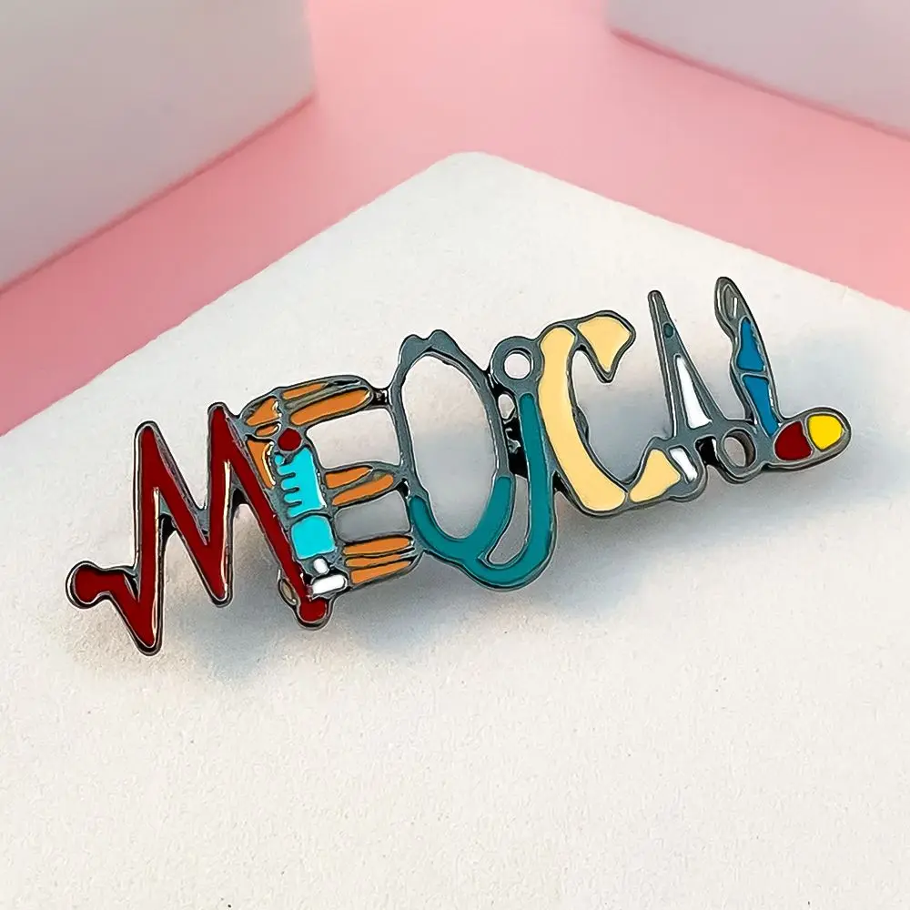 Innovative medical Element Enamel Pin Cartoon Medical Equipment Cardiogram Stethoscope Lapel Badge Brooch for Doctor