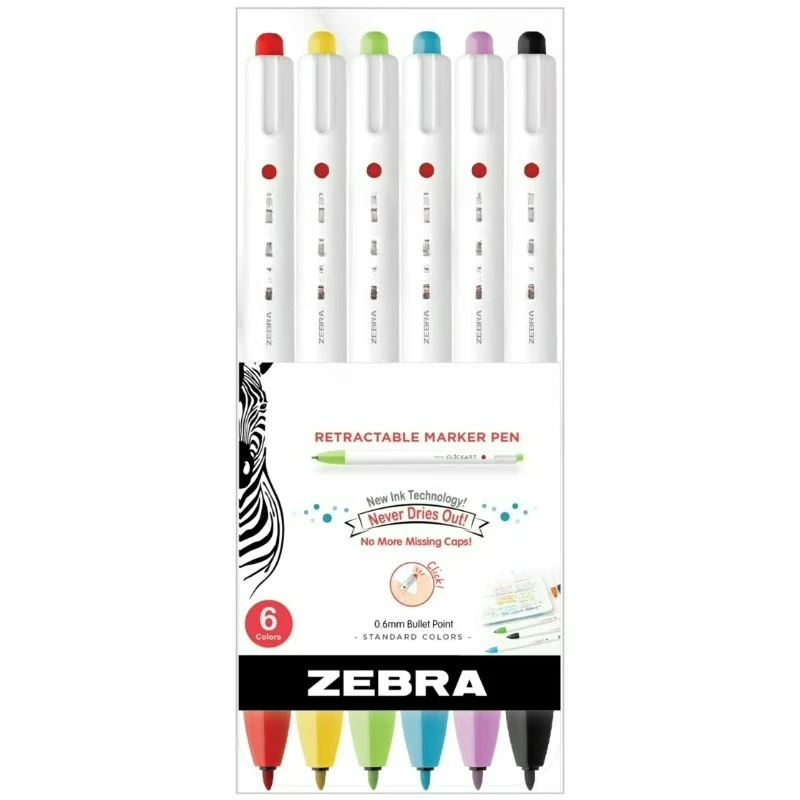 

Выдвижной маркер, 0,6 мм, разные цвета, 6 шт.