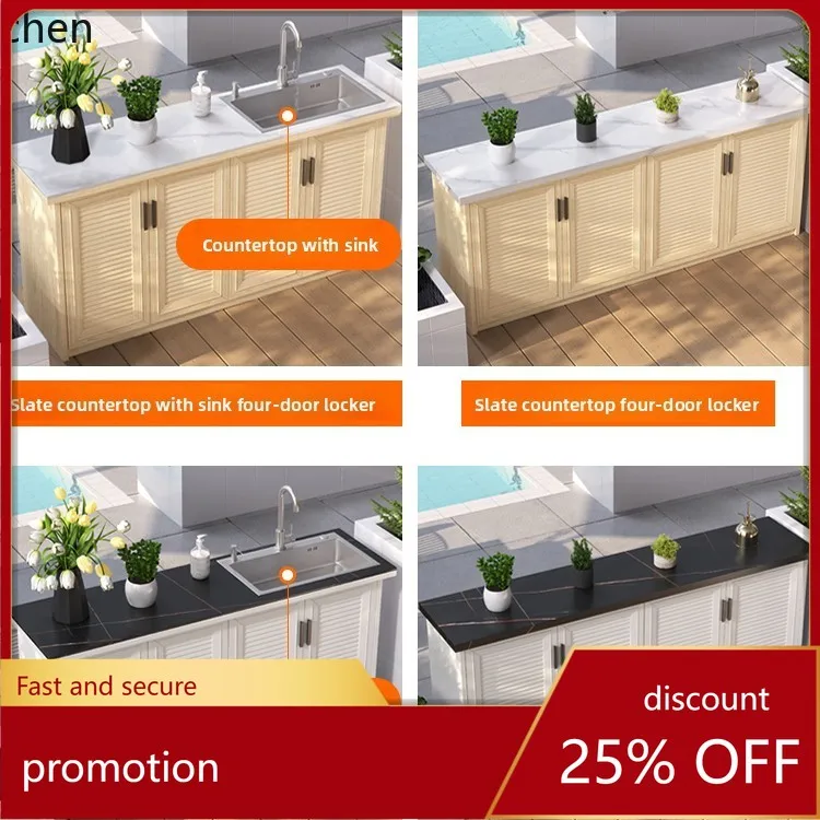 

HXL Outdoor Courtyard Balcony Waterproof Sunproof Aluminum Alloy Sink Integrated Wash Basin Cabinet Set