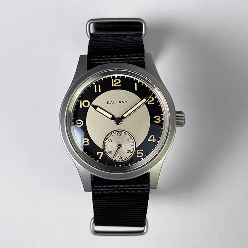 Baltany Tuxedo Vintage Wristwatch 36mm Sterile Dial VD78 Sub Second Leather Luminous 10ATM Stainless Steel Quartz Dress Watches