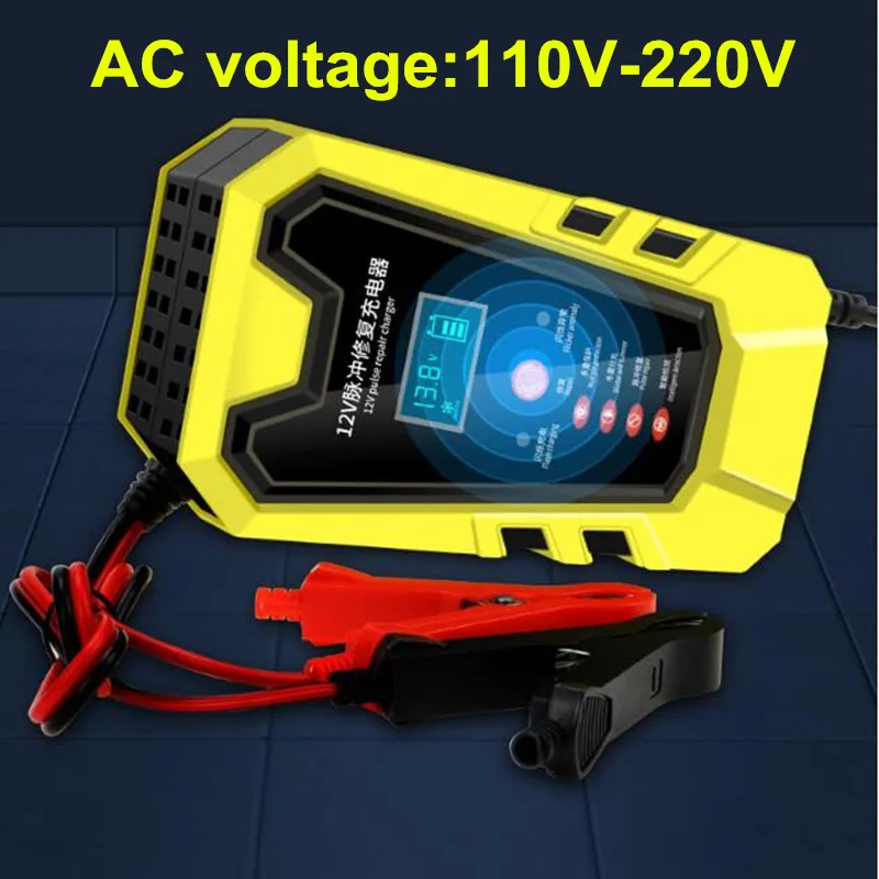 12V 6A Intelligente Auto Motorfiets Acculader Voor Auto Moto Lood-zuur Agm Gel Vrla Smart Opladen 6A 12V Digitale Lcd Display