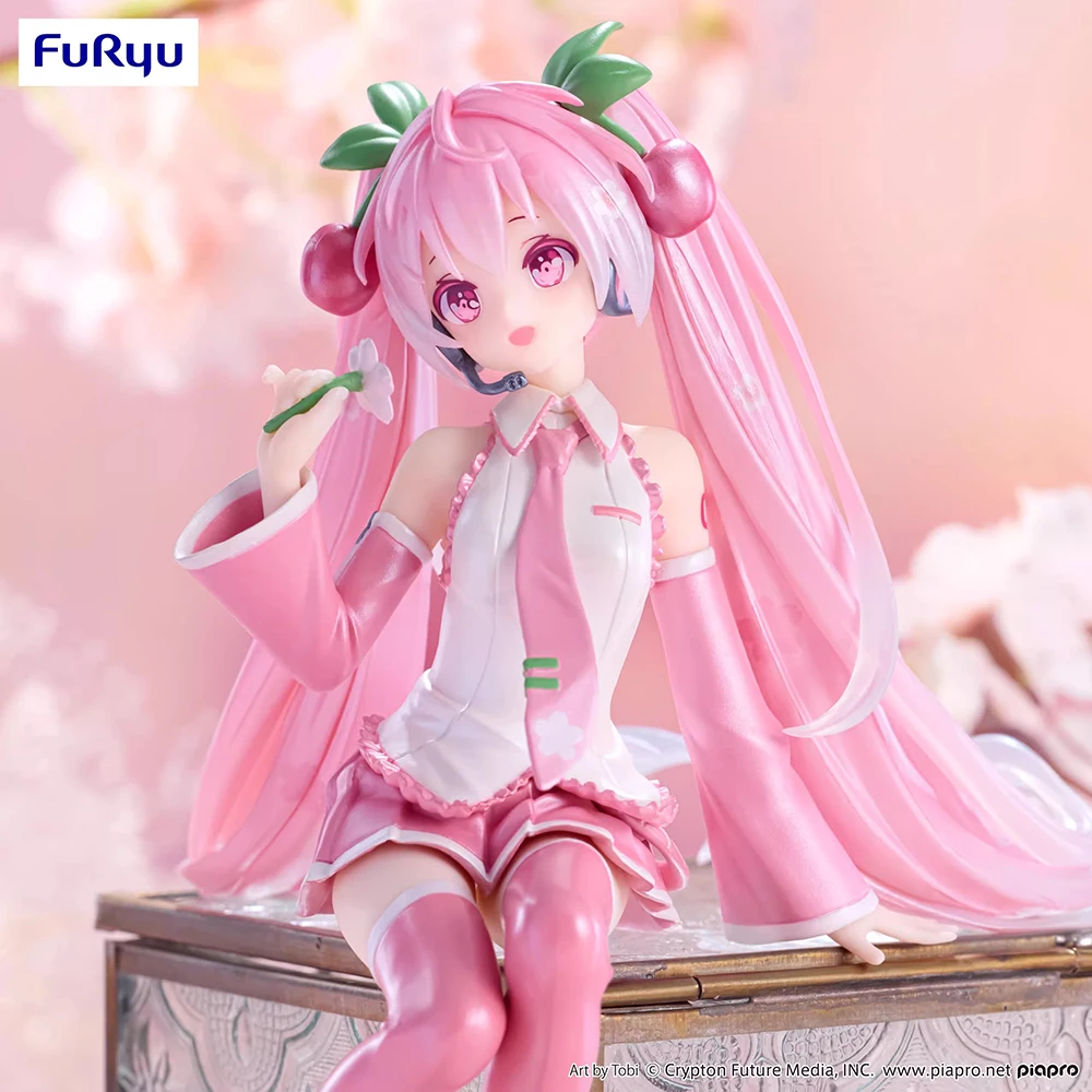 Original NEW FuRyu Noodle Stopper Figure Sakura Miku (2024 Pearl Color Ver.) 14cm Anime Model Ornament Toys