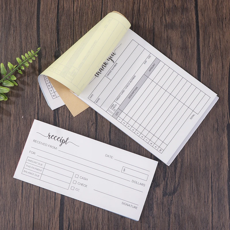 1PCS Thank You Receipt Books with Cardboard, 2-Part Small Business Carbon-Free Sales Invoice Book (set of 50) view 2
