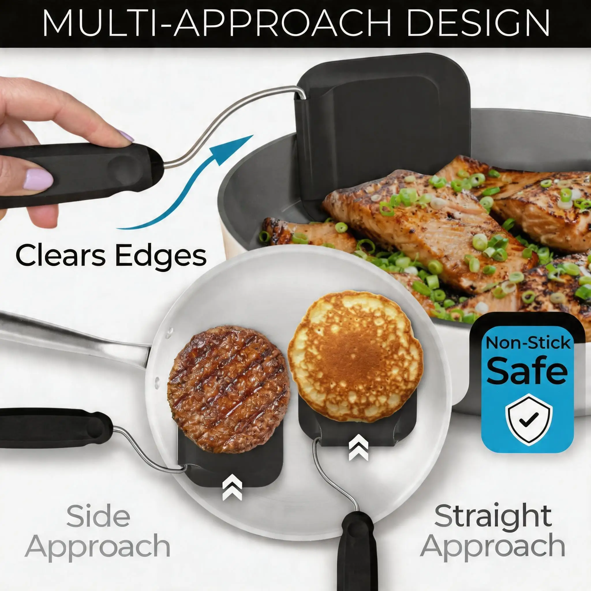 Spatula with Adjustable Angles Spatula for Cooking Fried Eggs, Flip Over, Reusable Non Stick Cookware, Silicone Metal Spatula