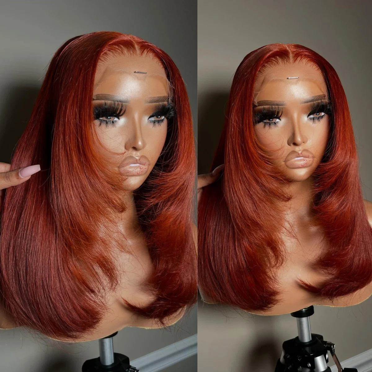 الزنجبيل الباروكة الطبقات قطع مستقيم الدانتيل الباروكات الأمامية قبل قطعها 13x4 HD الدانتيل الباروكة الاصطناعية الدانتيل شعر مستعار أمامي جاهزة لارتداء تأثيري #5