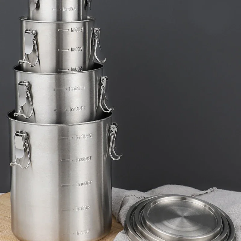 Stainless Steel Storage Tank Sealed Tank Food Storage Container with Scale Large Capacity Coffee Bean Cereal Tea Storage Tank
