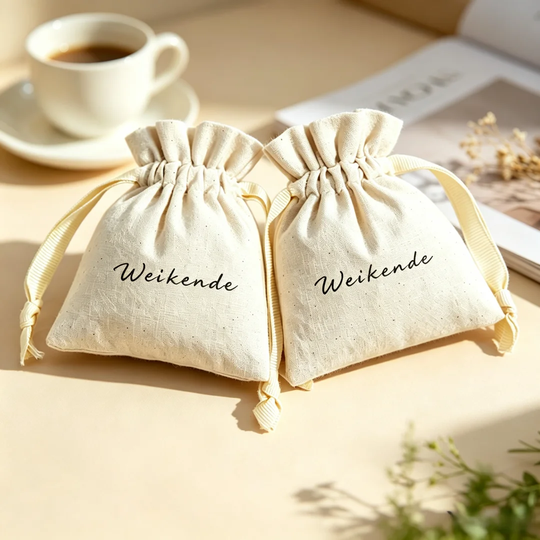 50Pcs Customized Muslin Natural Cotton Drawstring Bag Ribbon Gift Earring Ring Cosmetic ECO Shopping Travel Packaging Storage