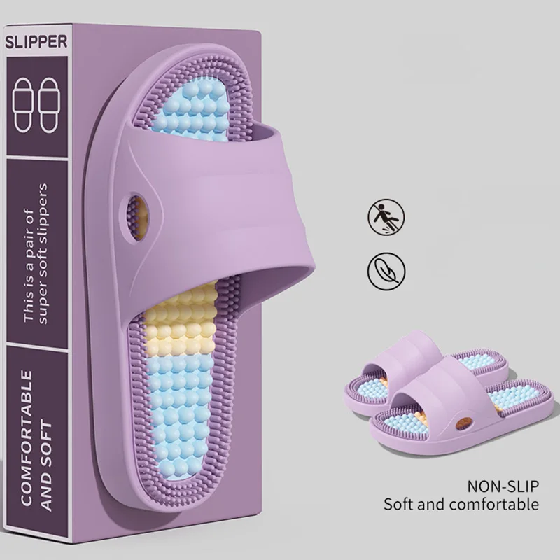 

Soft Sole Foot Massage Slippers Women Summer New Non Slip Wear Resistant Slides Sandals Men Indoor Bathroom Shower Shoes Unisex