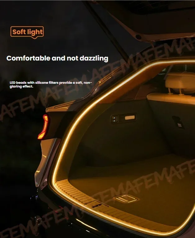 1 Stück Silikon+PVC-Material Auto-Kofferraum-Lichtleiste Wasserdicht Flexibel Auto-Modifizierte Beleuchtung für Tesla Model 3 Y Einfach zu installieren – Detail 2