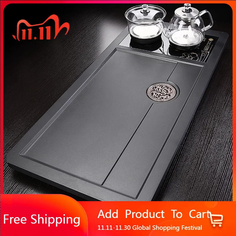 

Черный сервировочный поднос для чая, декоративные аксессуары, горшок, дренажный поднос для чая, кухонный гостеприимство, гостиная, бандажи, товары для дома