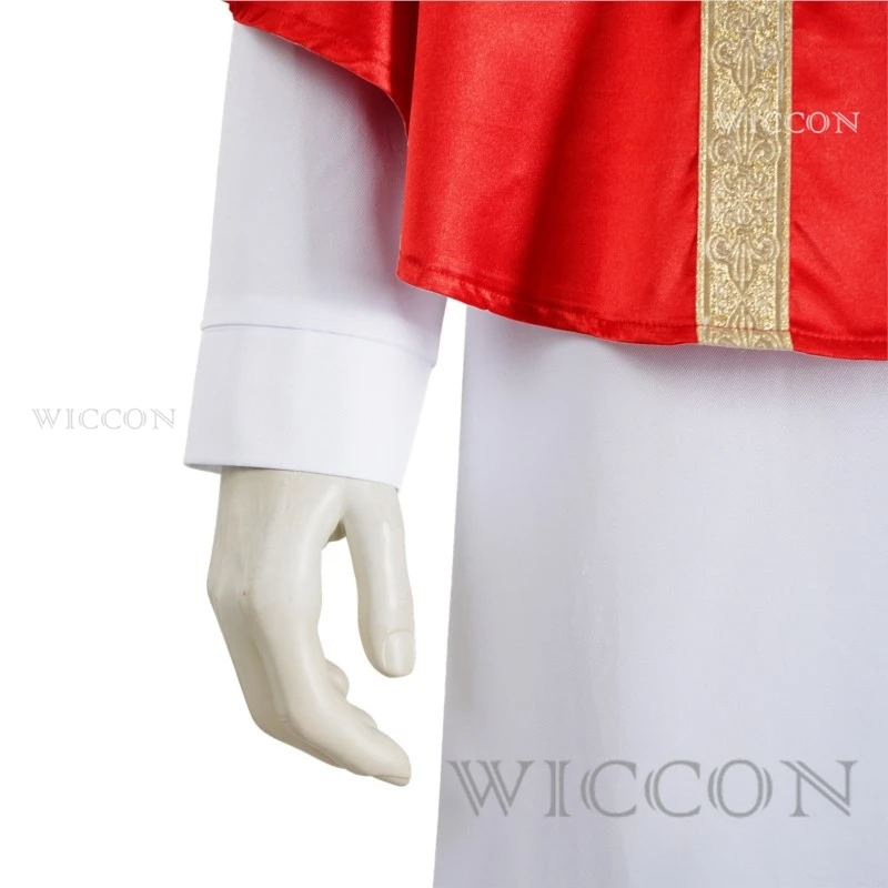 Picture 5: Medieval Priest Robe Cosplay Red Cape Set Halloween Stage Performance Coser Outfit Role Play