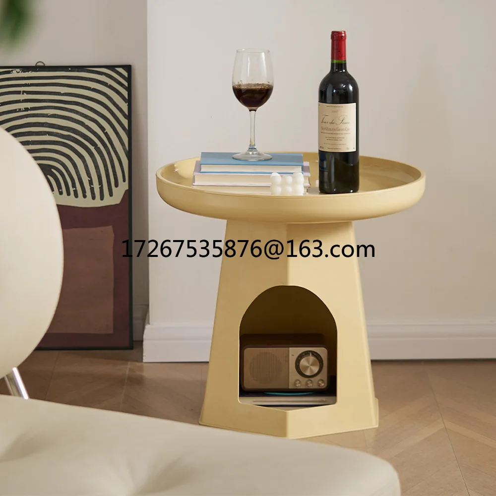 

Cream wind sofa edge corner few simple modern living room small round table household creative plastic bedside table rack