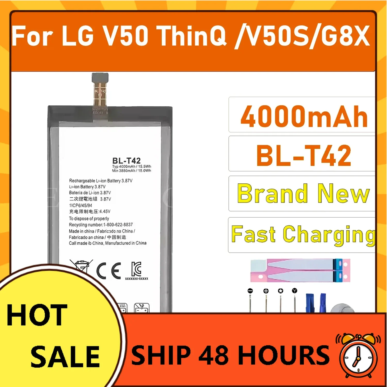 

2025 Years 100% New Original Battery BL-T42 For LG V50 ThinQ V50S/G8X Battery + Free Tools