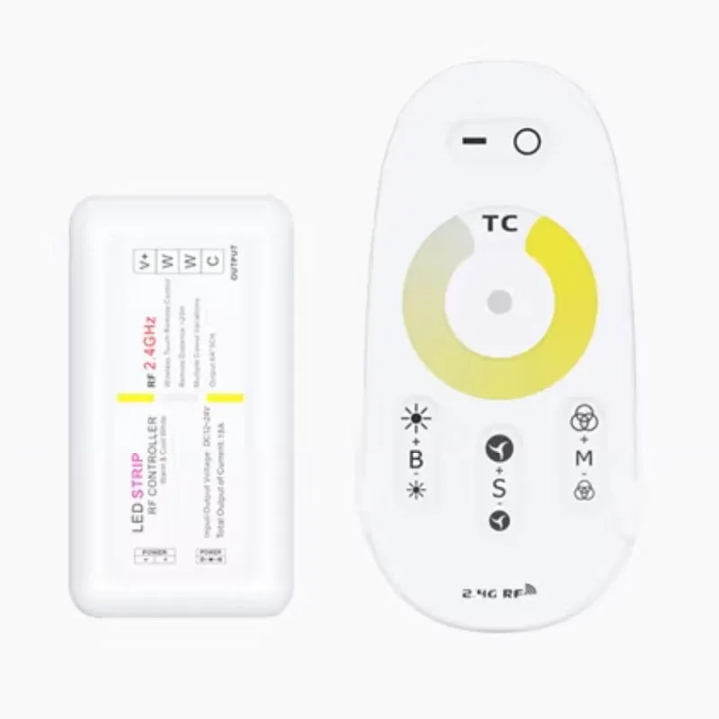Dimmable LED Controller with 2.4G Remote Touch Control, Dual Color Temperature & RGB DC 12-24V for 5050 LED Strips