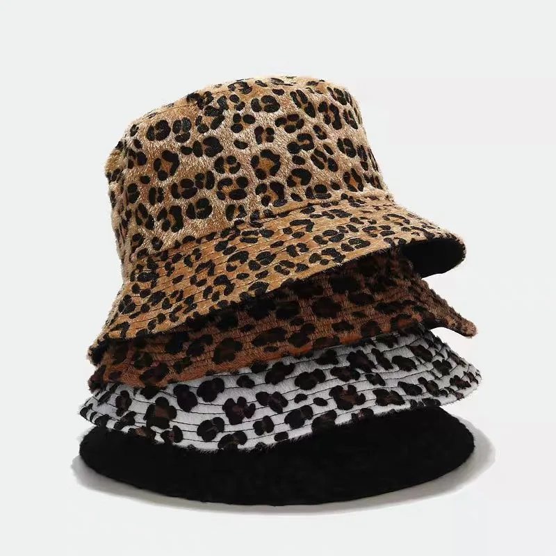 Men's and Women's Fashion Double-sided Wearable Basin Hat Sunscreen Shade Fisherman Hat Bucket Cap Leopard Print Couple Cap