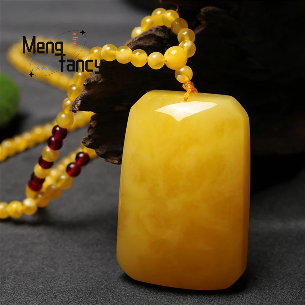 

Amber Chicken Oil Yellowstone Old Beeswax Brand Water Drop Pendant For Men And Women Blood Amber Sweater Chain Exquisite Elegant