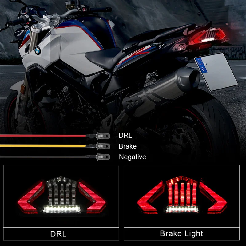 E24 الدراجات النارية الخلفية الذيل ضوء لسيارات BMW R1200GS F800 G650 F650 GS داكار R S ST ADV مصباح مكبح DRL وقف الضوء E-Mark الضوء الخلفي