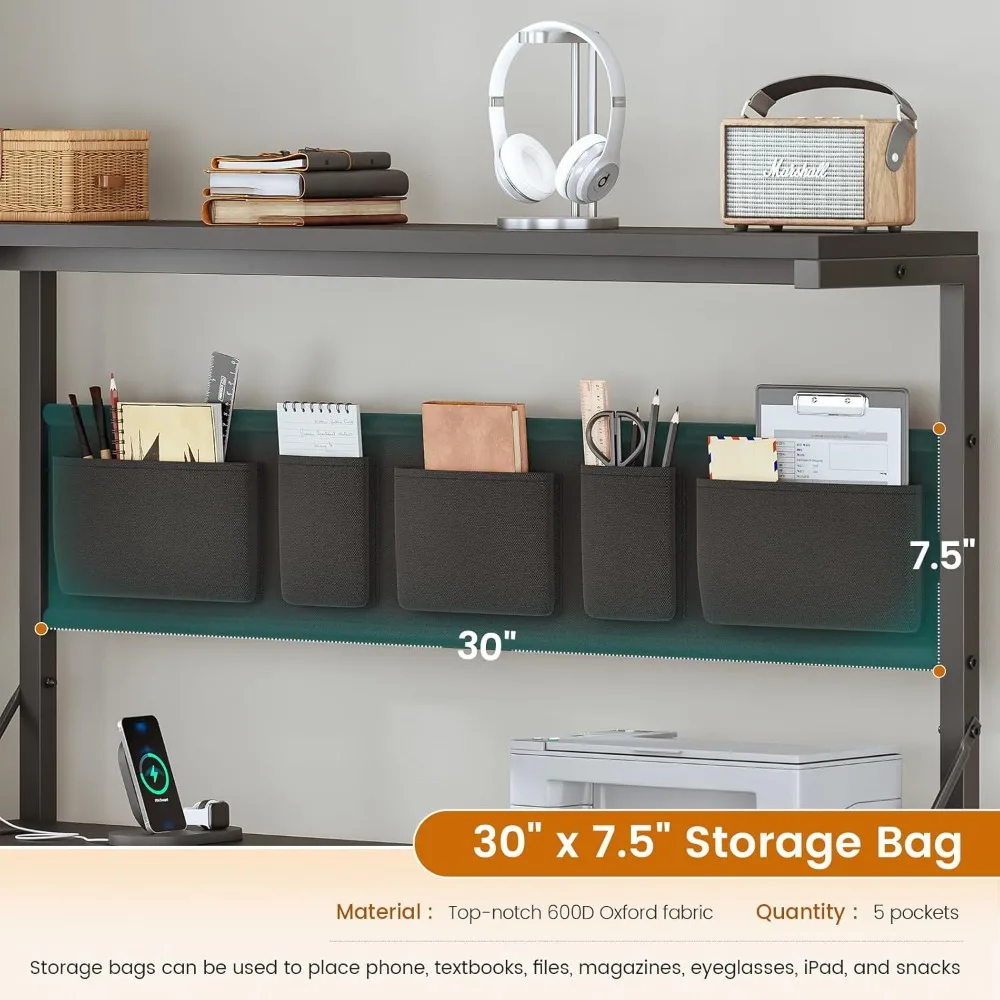 مكتب ألعاب على شكل حرف L، مكتب كمبيوتر صغير قابل للعكس مقاس 47.2 بوصة مع 5 أدراج وأرفف تخزين، مكتب ألعاب زاوية