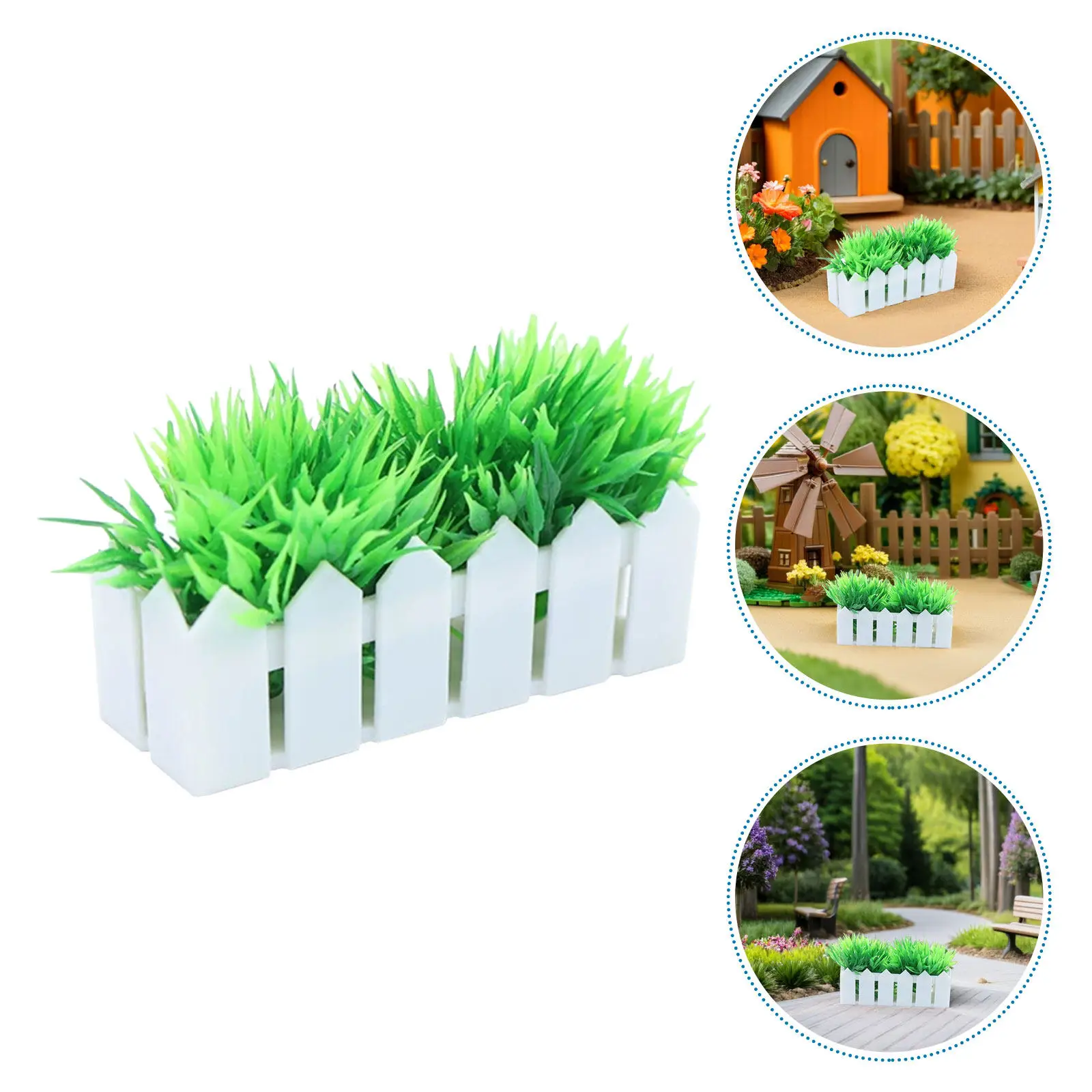 

Artificial Simulation Succulent with Mini Fence for Dollhouse Crafts Window Box Potted Plant Decor Fake Greenery Bonsai Display