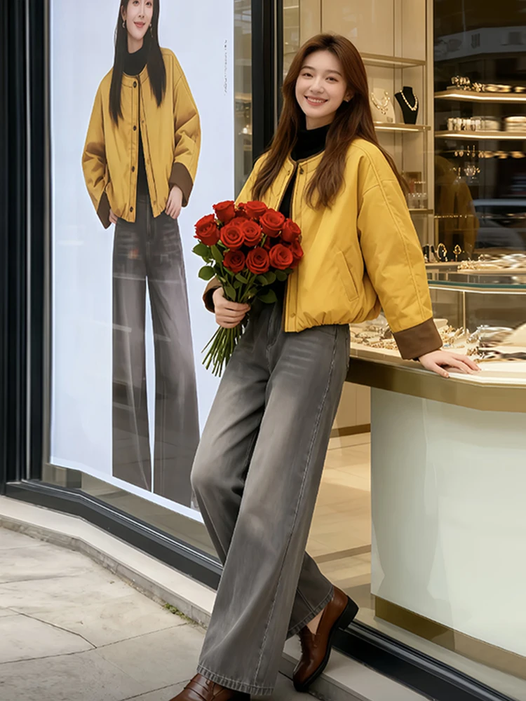 

Faionable Lazy Sle Loose Women's Cotton Jaet 2026 Winter New Arrival Versatile Outerwear Korean Sle Long Sve round...