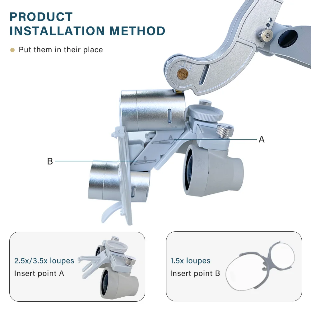 Den tal 2.5X 3.5X lupa de aumento Binocular cirugía lupa quirúrgica con faro luz LED dentista lupas médicas lámpara