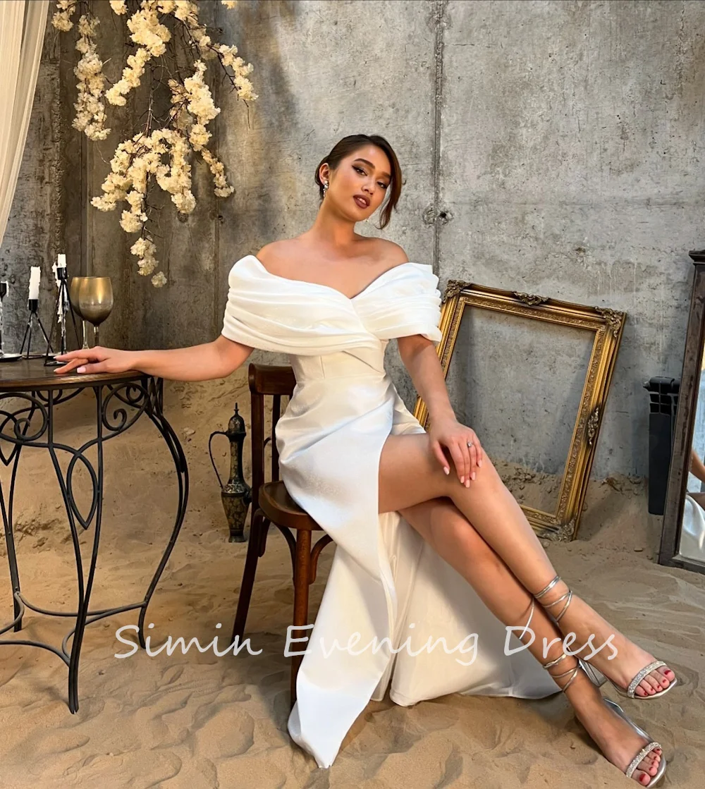 Simin Luxury Party Dresses Satin A-Line Off-the-shoulder Short Sleeve elegant Formal Saudi evening gala dress for women 2024