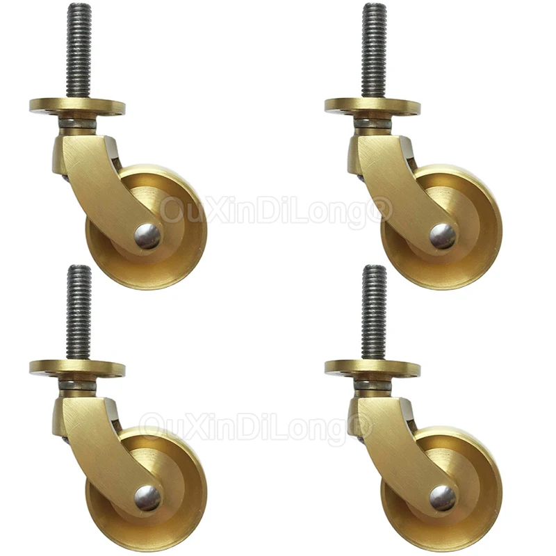 

4PCS Heavy Duty 1.25Inch Furniture Caster Brass 360 Degree Swivel Rollers Thread Stem Wheels for Table/Dresser/Cabinet LC199