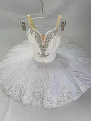 2024 Professional adult children's ballet dress white female dancer performance pongee skirt plate skirt tutu competition custom