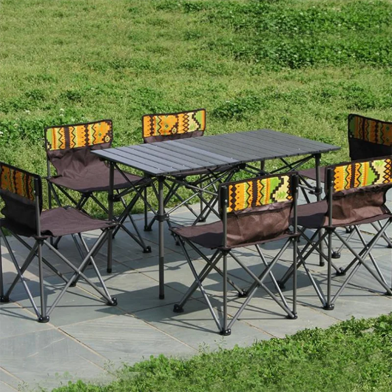 Folding Table and Chairs Set, 7 in 1 Full Set, Leisure Aluminum Alloy, Foldable Picnic, Outdoor Camping Equipment