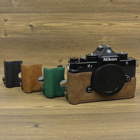 ZF Retro Pu Leather Half Body Case Cover Base Bottom Opening Version Camera Bag For Nikon Z f