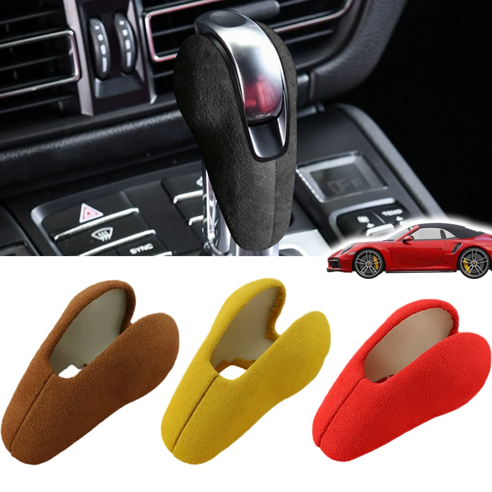 Suede Car Gear Head Lever Shift Knob Cover Protector Trim Decoration Accesrioes For Porsche Macan Panamera Boxter 718