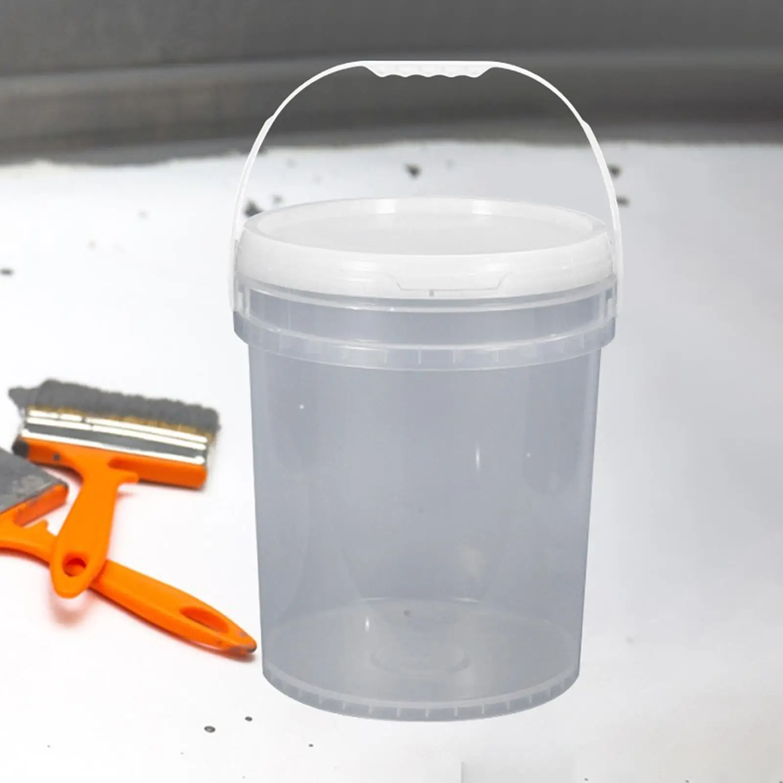 25L Food Storage Bucket Container with Handle and Lid All Purpose Pail Transparent Oil Tub Container