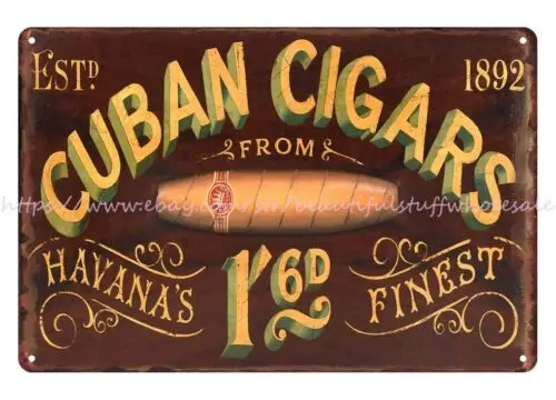 Tin Plaque home furnishings Cuban Cigars havana's finest metal tin sign