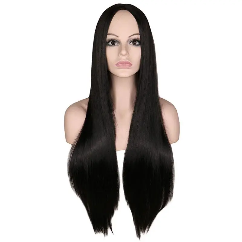 Game Alice Madness Returns Cosplay Costume Halloween Synthetic Wigs For Women anime Girls party Black Straight Wigs Free wig cap