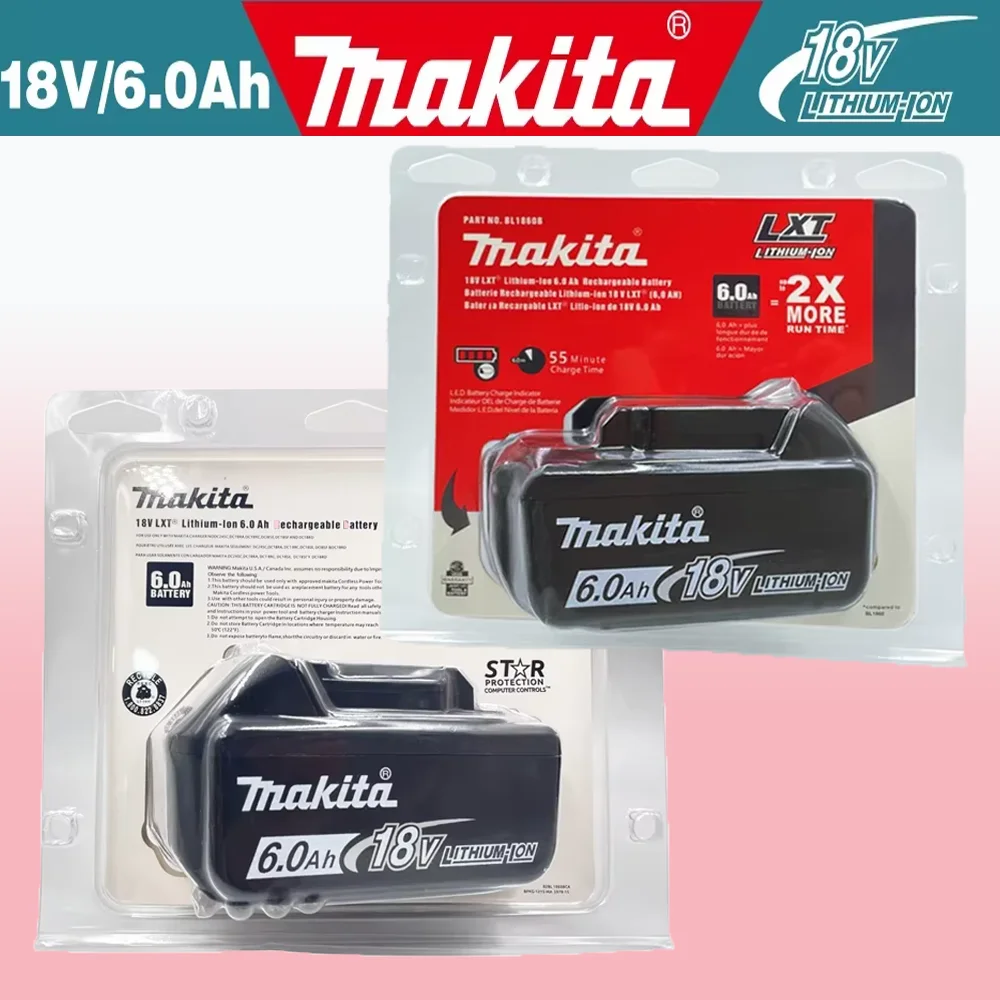 Genuine makita 18v 6.0Ah battery With Charger BL1860 Rechargeable Lithium Ion for makita 18 v battery BL1850 BL1880 BL1860B