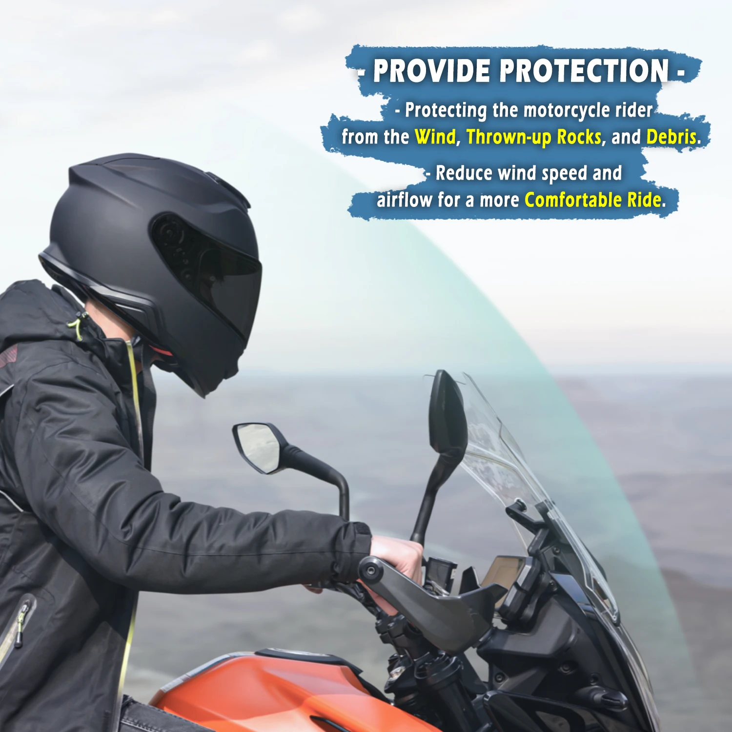 WOLFLINE Motorcycle Windscreen Windshield Deflector Protector For KTM 390 ADV Adventure SW 2019-2024 Improved Wind Resistance
